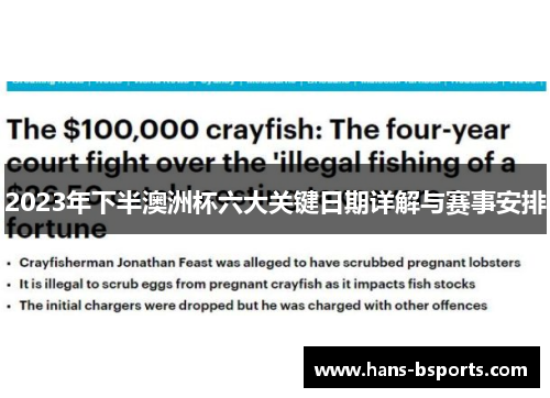 2023年下半澳洲杯六大关键日期详解与赛事安排