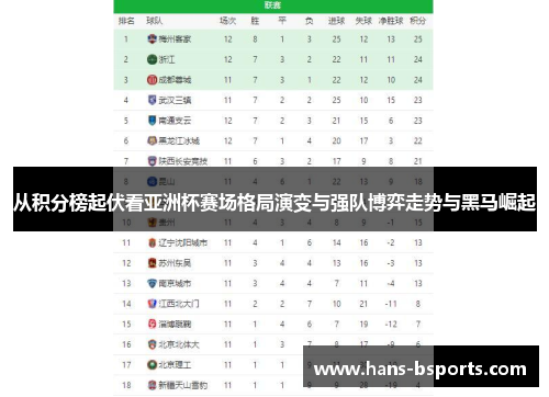 从积分榜起伏看亚洲杯赛场格局演变与强队博弈走势与黑马崛起